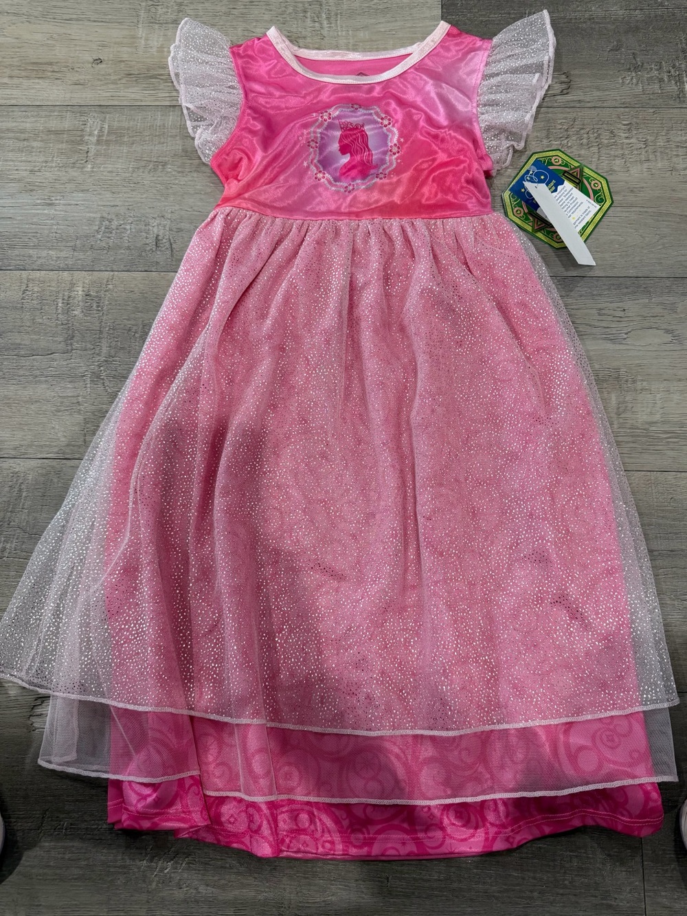 Wicked Glinda Pink Sparkle Ruffle Princess Long Nightgown Costume Dress-Up 6